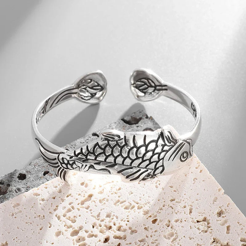 Stylish Geometric Oval Pattern Personalized Men's Open Bracelet Fashion Retro Wide Hand Jewelry Party Gift