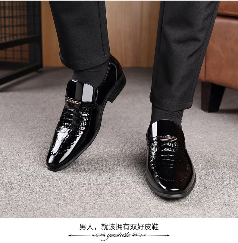 38-50 Mens PU Leather Shoes Luxury Crocodile Pattern Men Business Dress  Casual Social Shoe Male Wedding Footwear Zapatos Hombre