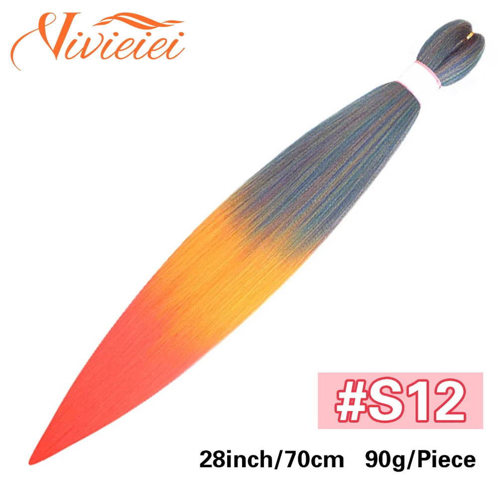 Synthetic Jumbo Braids Hair Extensions 28 Inch Braiding Hair Pre Stretched Orange Green White Blue Red Pink Purple Braids Viralgem Store