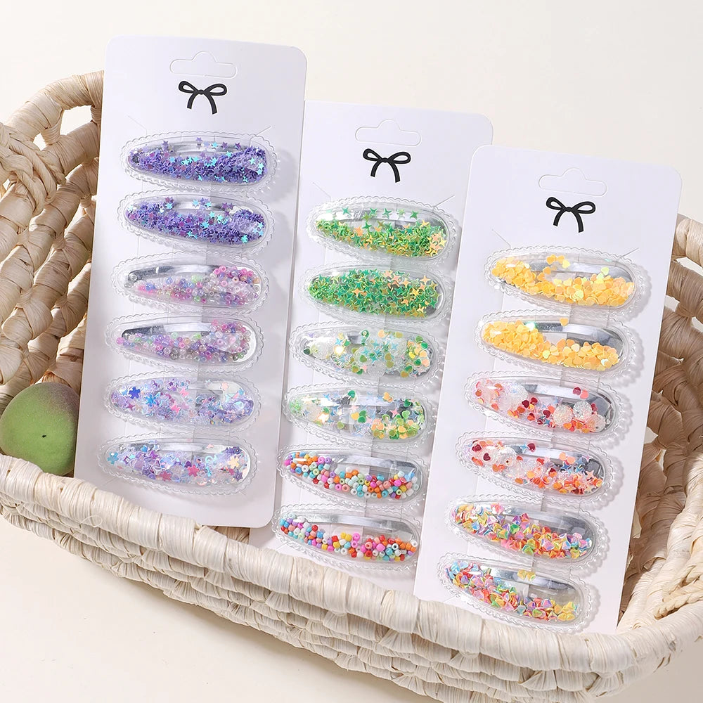3/6pcs Children's Cartoon Hair Clip Set Rabbit Crown Flow Sofa Clip Sequin Butterfly Hairgripes Lovely Girls Hairpins Headwear