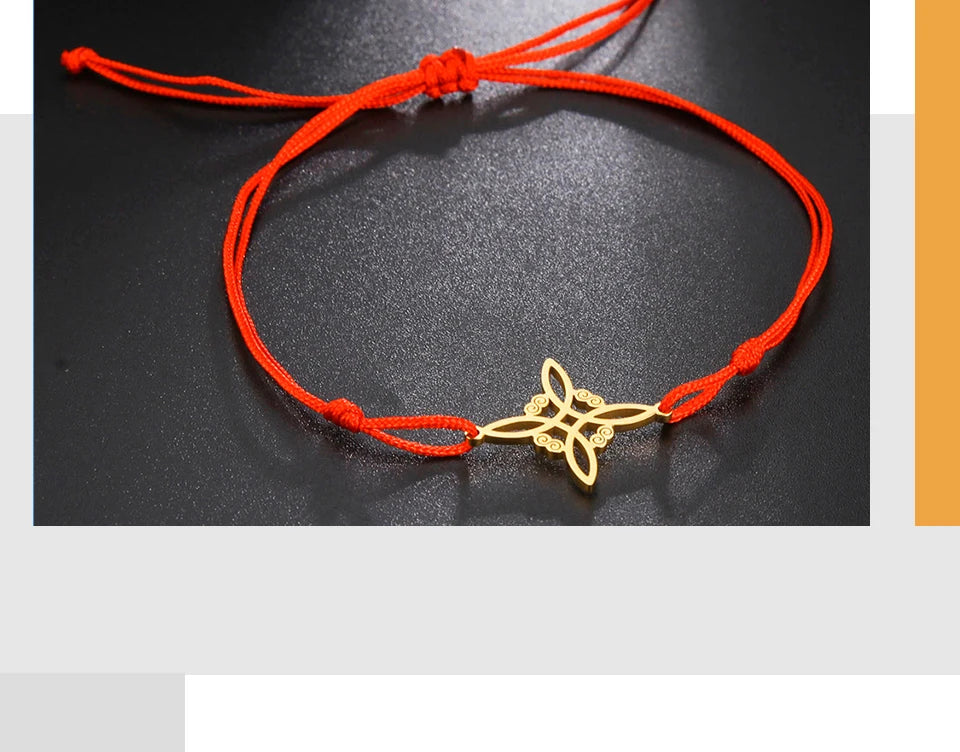 Witch Knot Pendant Stainless Steel Charm Bracelet Vintage Fashion Wax Rope Chain for Women men Good Luck Amulet Jewelry New in Viralgem Store