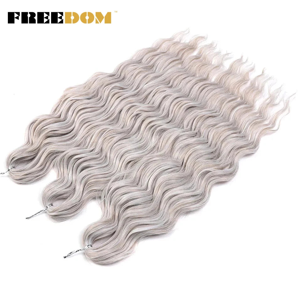 Synthetic Loose Deep Wave Braiding Hair Extensions 24 Inch Deep Curly Twist Crochet Braid Hair Ombre Blonde Brown Anna Hair