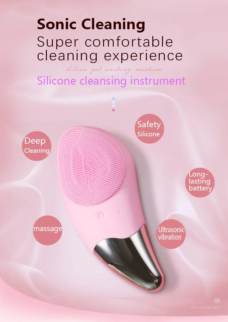 6-speed Electric Face Washer Silicone Facial Cleanser Mini Facial Cleanser Waterproof Rechargeable Ultrasonic Pore Cleaner
