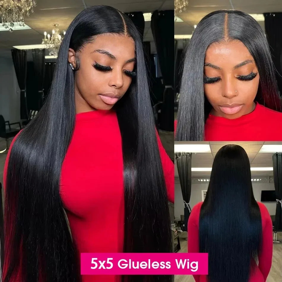 200% Pre Cut Wear and Go Glueless Wig Human Hair 5x5 Pre Cut Hd Lace Closure Wigs Bone Straight Pre Plucked Soft 100% Human Hair Viralgem Store