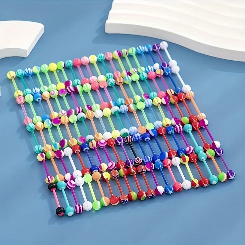 100/50/30/10 Pcs Mixed Color Acrylic Rod Tongue Nails Set Simple Body Jewelry Tongue Earrings Decor Piercing