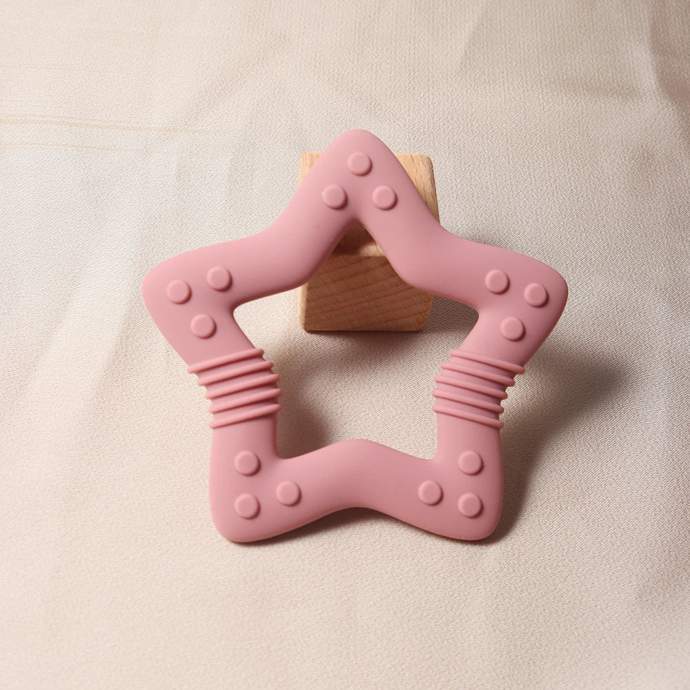 2024 new star silicone teether Food Grade heart baby Teething toy
