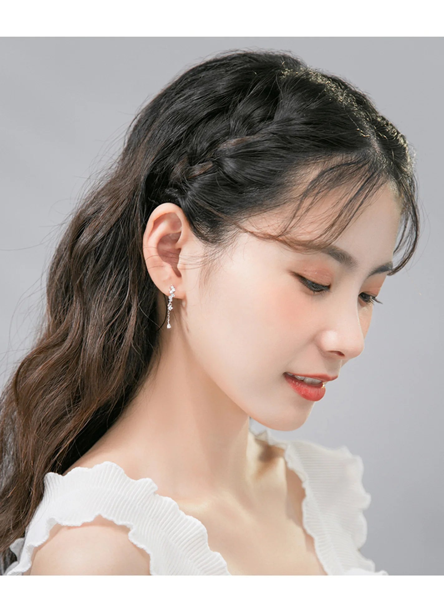 925 Sterling Silver tassel hoop Earrings Temperament Inlaid Zircon for Women Wedding Jewelry Accessories