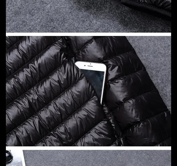 2024 New High-grade Men's White Duck Down Light Down Jacket Men's Short Hooded Men's Autumn Winter Lightweight Coat Men Jacket