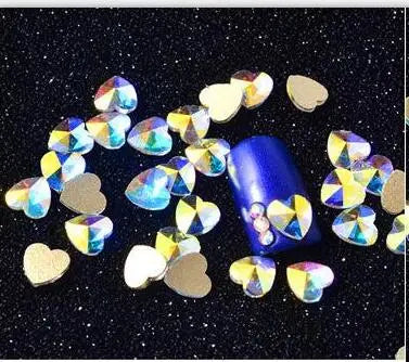 100pcs AB clear Rhinestone 4-10mm Nail Art Shape Top Crystal AB Czech Crystal Rhinestone Flatback Elongated Glass Stones ZZ15244