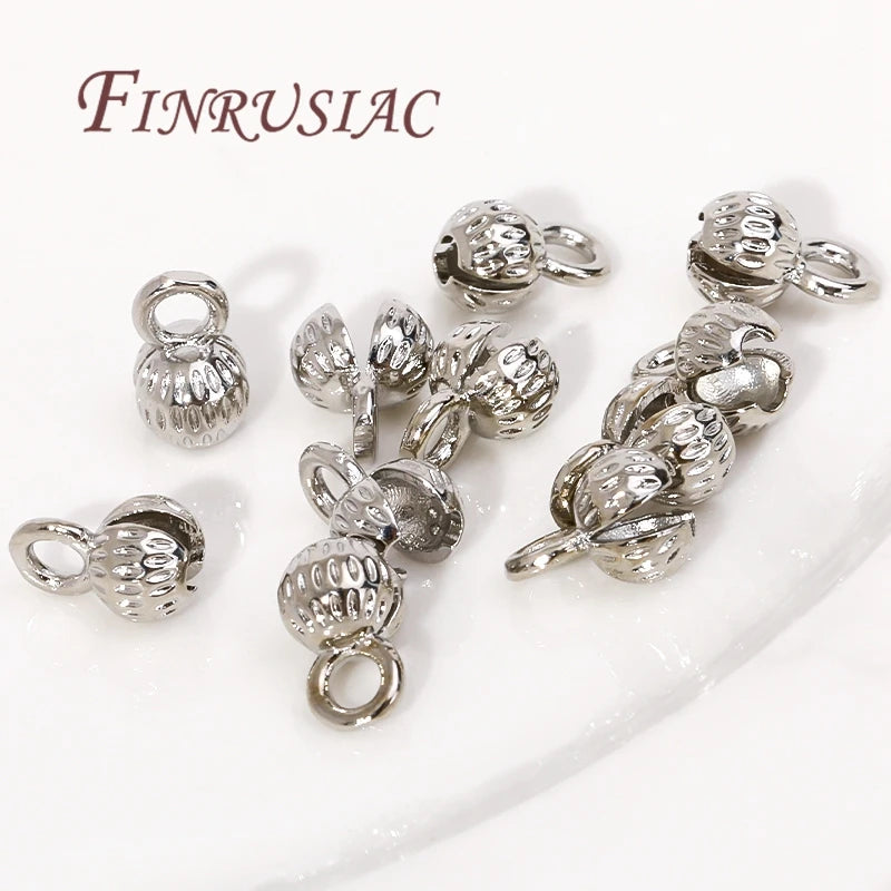 4/5.5MM Brass Cord Ends 18K Gold Plated Clam Shell Bead Tip Ball Chain Crimp Findings For DIY Beading Jewellery Making Supplies