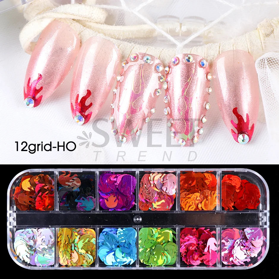 12 Grids Opal Dream Crystal Sequins Nail Flake Galaxy Iridescent Aurora 3D Paillette for Winter Autumn Manicure Decoration SWYFH Viralgem Store