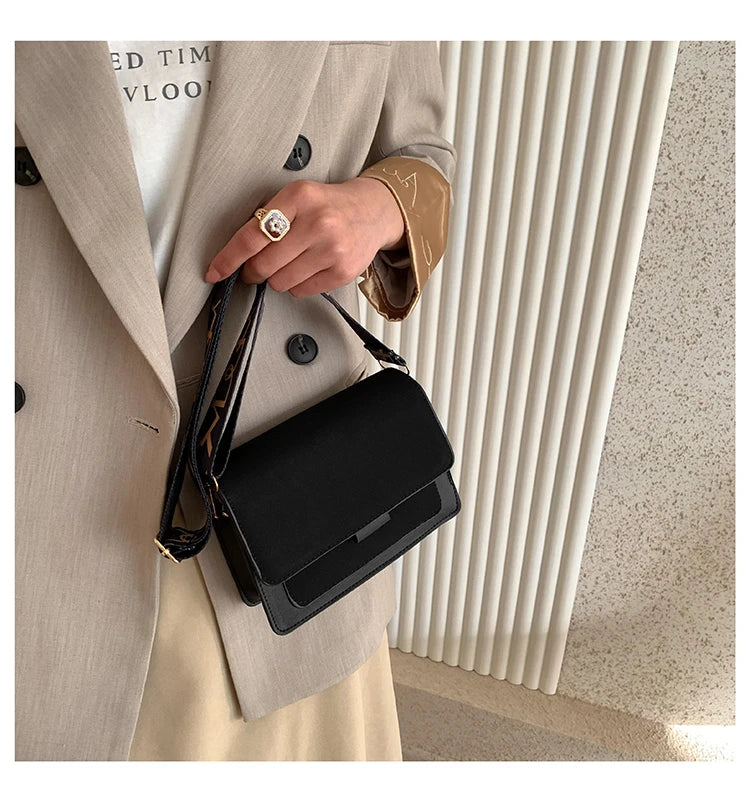 Wide Straps Shoulder Bag Flap Small Crossbody Bags for Women Simple Classic Handbags for Women Sac A Main Femme сумка женская