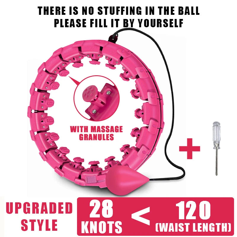 Weighted Fitness Hoop for Adults & Kids Detachable Knots Abdomen Weight Loss 2 in 1 Abdomen Fitness Weight Loss Massage