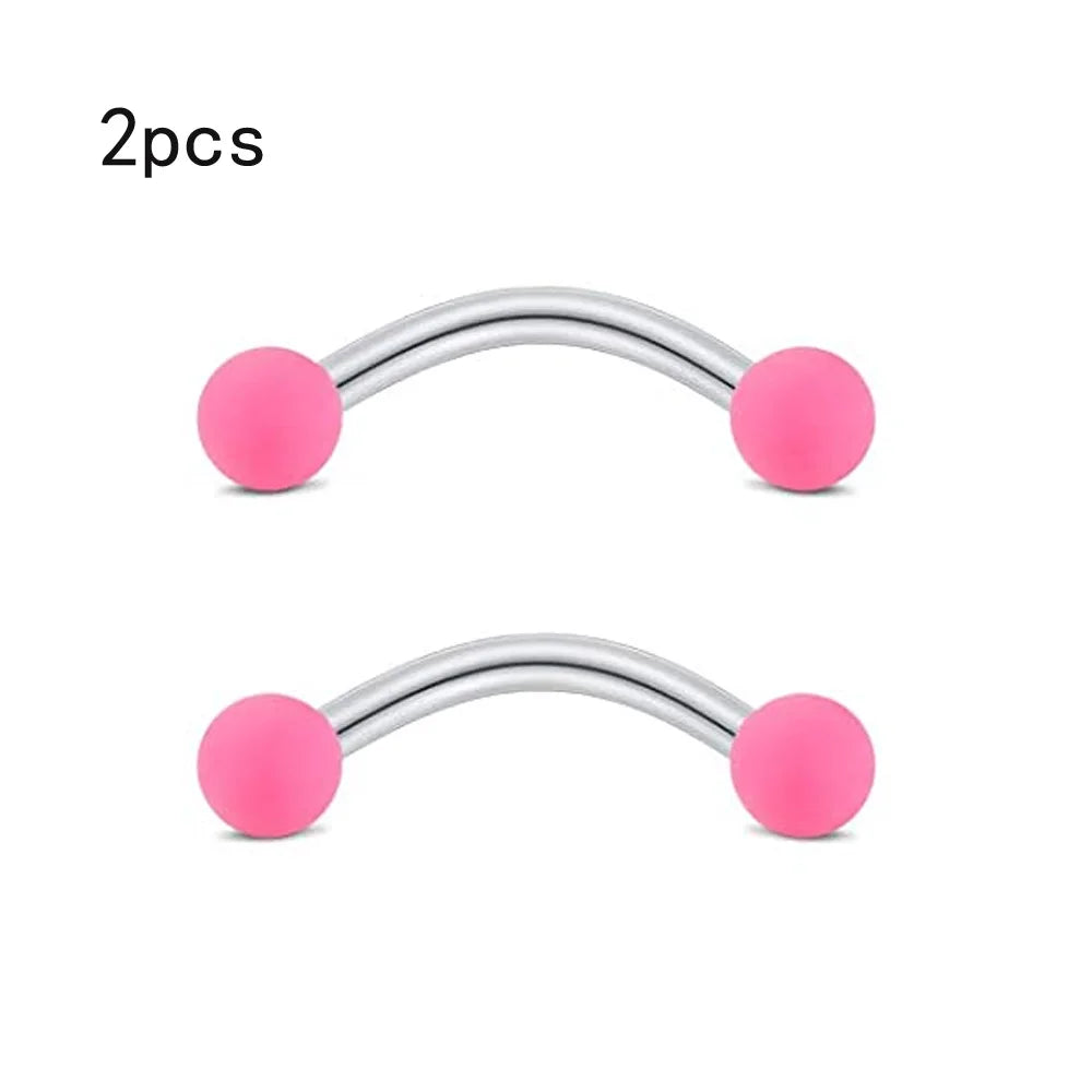 WKOUD 16G Cartilage Helix Earrings Hoop Tragus Snug Piercing Jewelry Stainless Steel Curved Barbell Eyebrow Rings Pink 6/8/10mm
