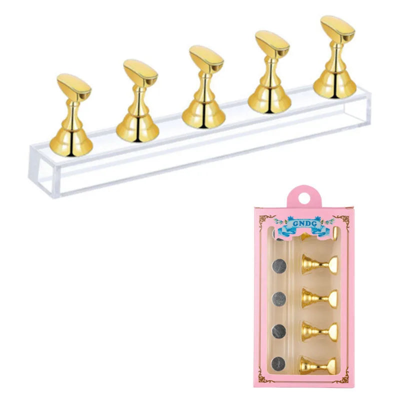 Acrylic nail practice stand, magnetic nail tip art display stand, nail enhancement tool with reusable adhesive putty clay, used