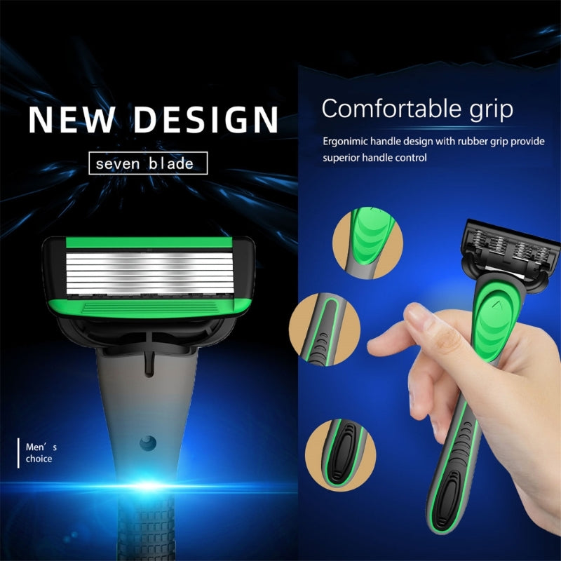 Upgrade Your Shaving Routine with 7 Layer Head Set and Rubber Handle Grooming