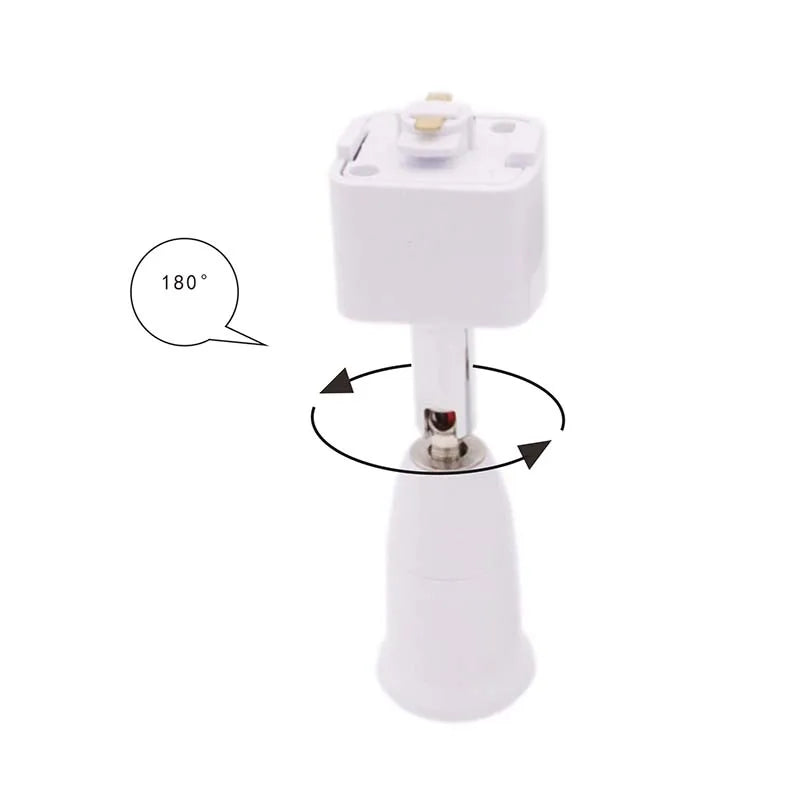 1pcs E27 Track Light Head 360 Rotation LED Light Spotlight Head Base 2 Wire Guide Rail to E27 Lmap Holder White Black Viralgem Store