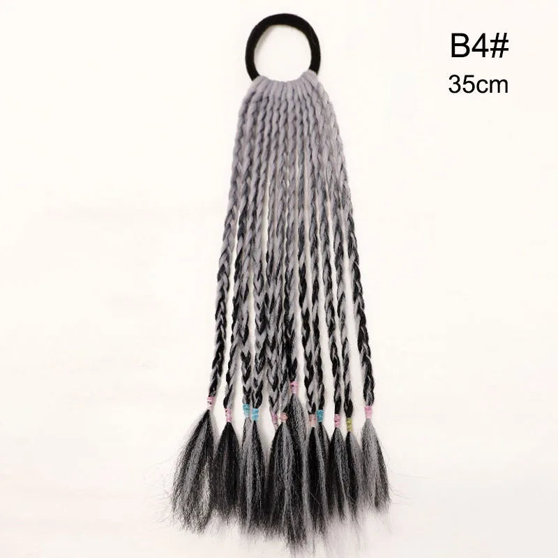 35cm Girl Thicker Wig Ponytail Hair Ropes Kids Twist Braid Rope Headdress Hair Braider Elastic Hair Band Rubber Hair Accessories Viralgem Store