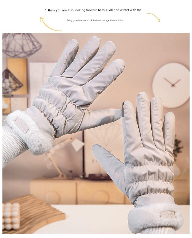 Women's K-style Electric Car Fleece-lined Thick Windproof Gloves Viralgem Store