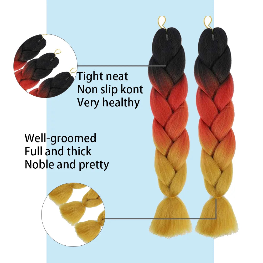 24 Inches DIY Jumbo Braiding Hair Synthetic Hair Extensions Afro Ombre Crochet Braid Hair Wholesale For Women Viralgem Store