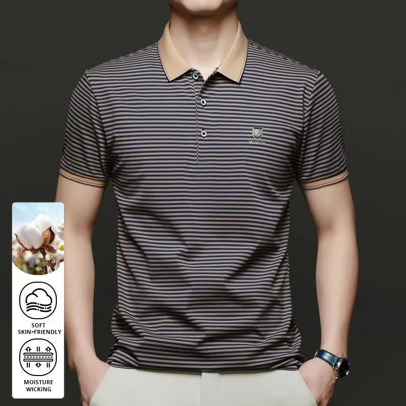 Top Grade 2025 Summer Brand Designer Polo Shirts For Men Summer Stripped Slim Fit Short Sleeve Casual Tops Fashions Men Clothes Viralgem Store