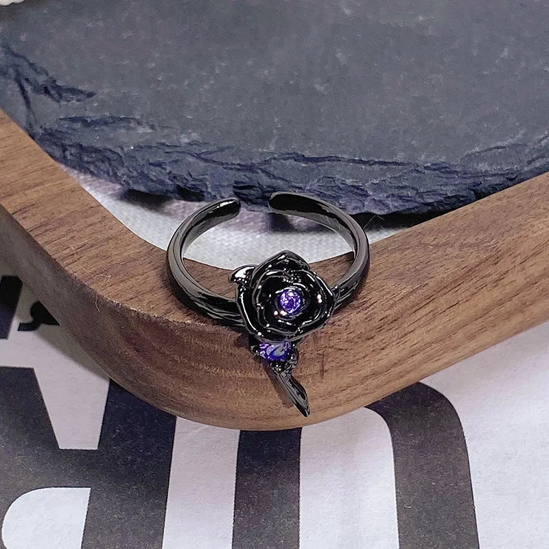 2025 Dark Gothic Irregular Zircon Adjustable Unisex Ring
