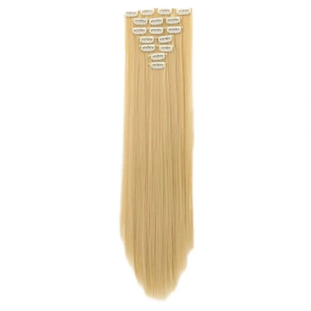 56cm Wig Extensions Women's Synthetic Clip-in One Piece Straight Hair Extensions Synthetic Wigs Seamless Customizable Wig Pieces