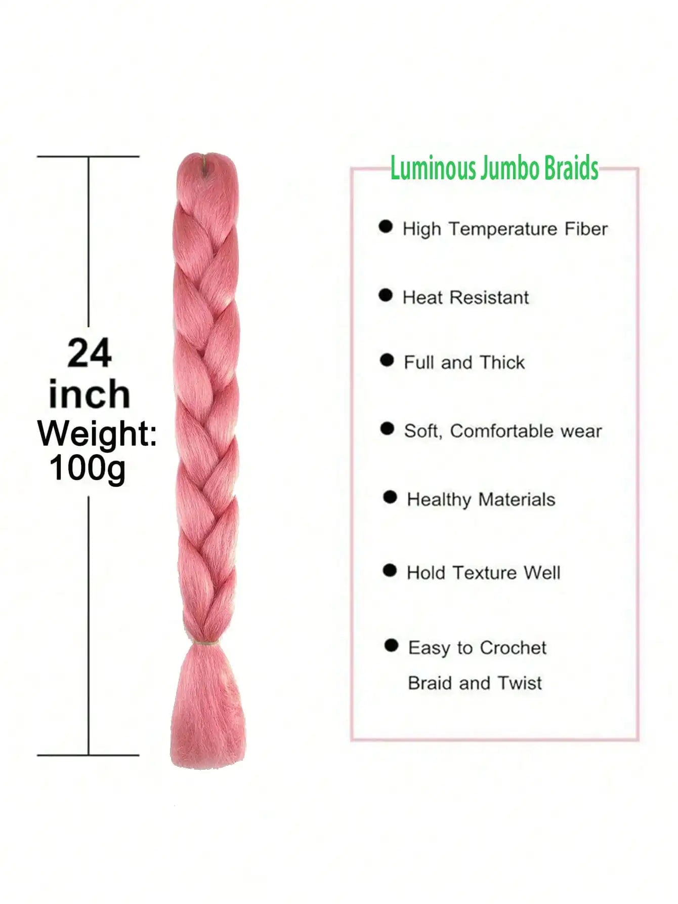 1pcs Synthetic Luminous Jumbo Braids Hair Neon Glowing Fluorescent Braiding Hair Extensions for Women and Girl  Music Festival Viralgem Store