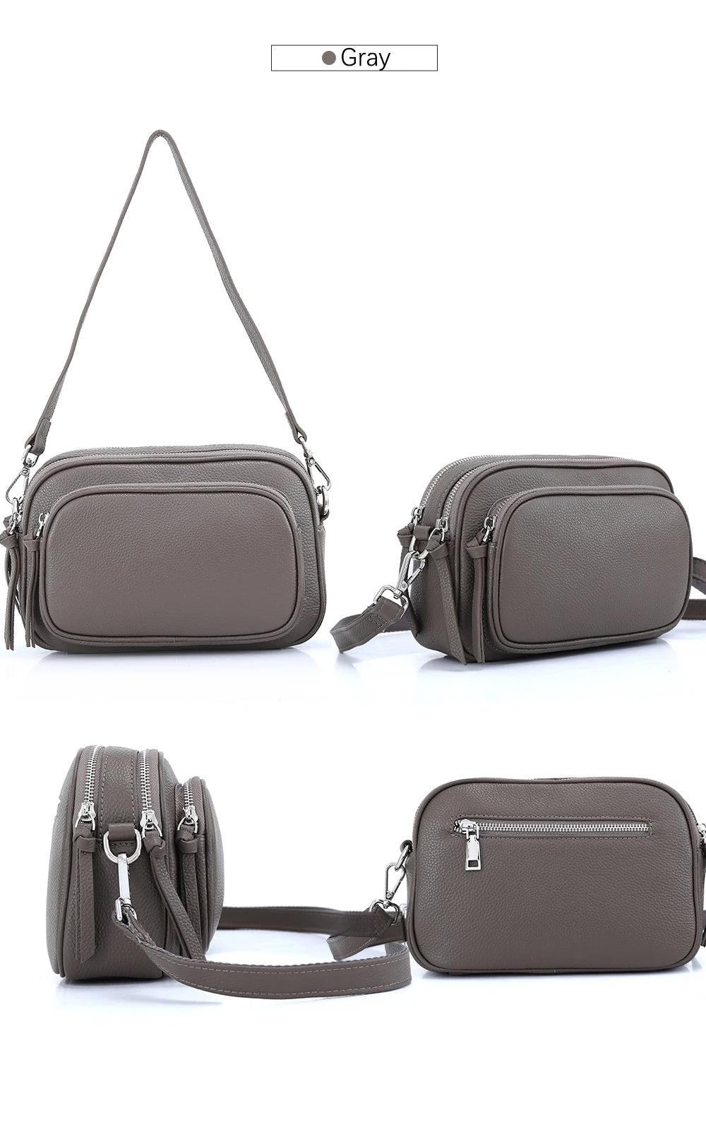 Zency Designer Women Shoulder Bag Genuine Cowhide Leather Handbag Zipper Pockets Large Capacity Female Crossbody Bag White Viralgem Store