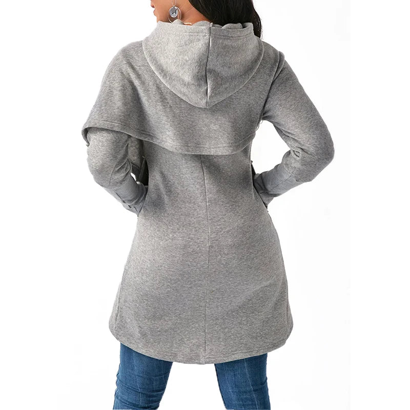 2023 Autumn Winter Solid Color Sweater Hooded Long Sleeve Women Clothing Fashion Casual Sports Top Cross Connection Long Sweater