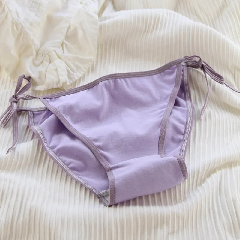 SP&CITY Young Girls Student Cute Underwear Women Japan Lace Up Cotton Panties Funny Hollow Out Seamless Briefs Female Lingerie