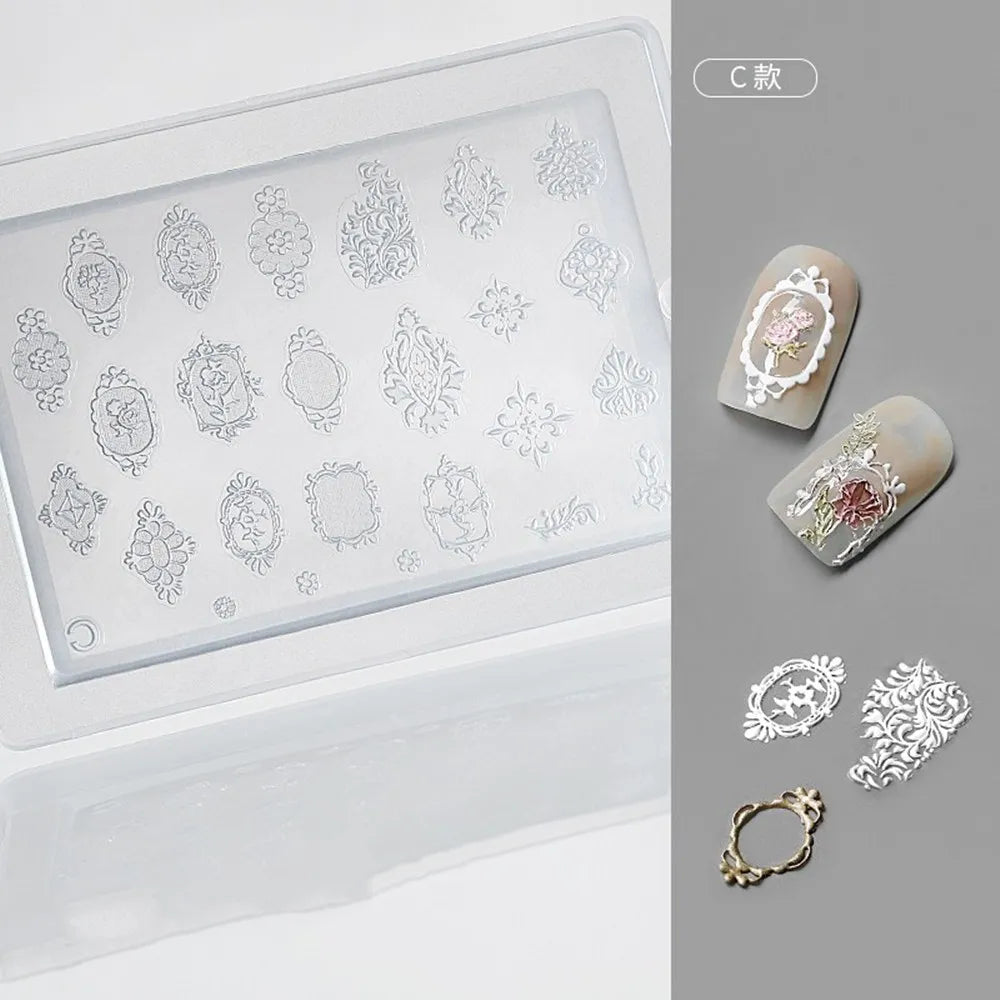 1pc Sweater Knitting Lace 3D Acrylic Mold Nail Art Decoration Nails DIY Design Silicone  Nail Art Template Nail  Mold