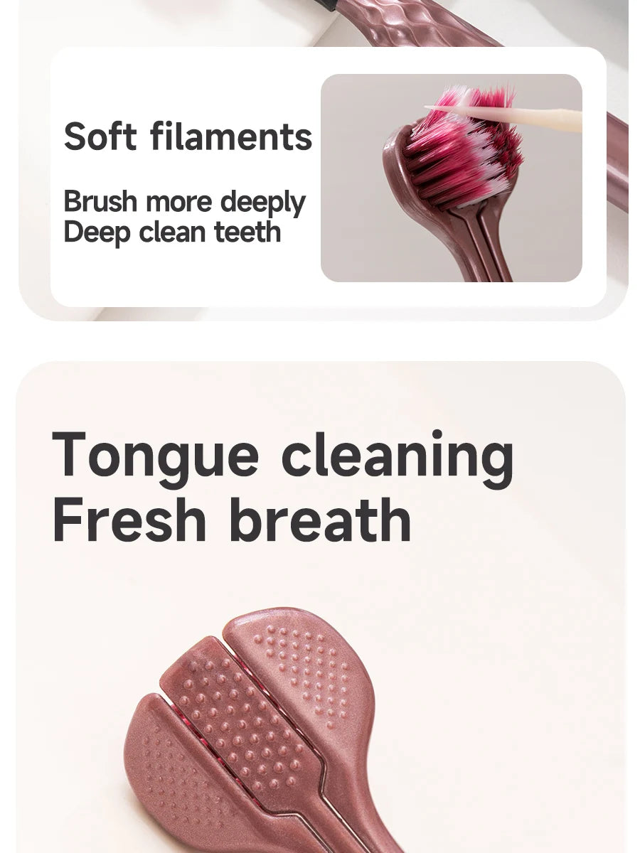 3-Sided Toothbrush for Comprehensive Cleaning | Ideal Angle Design | Raised Tongue Coating Brush | 2-Pack | Soft Bristles for Ge Viralgem Store