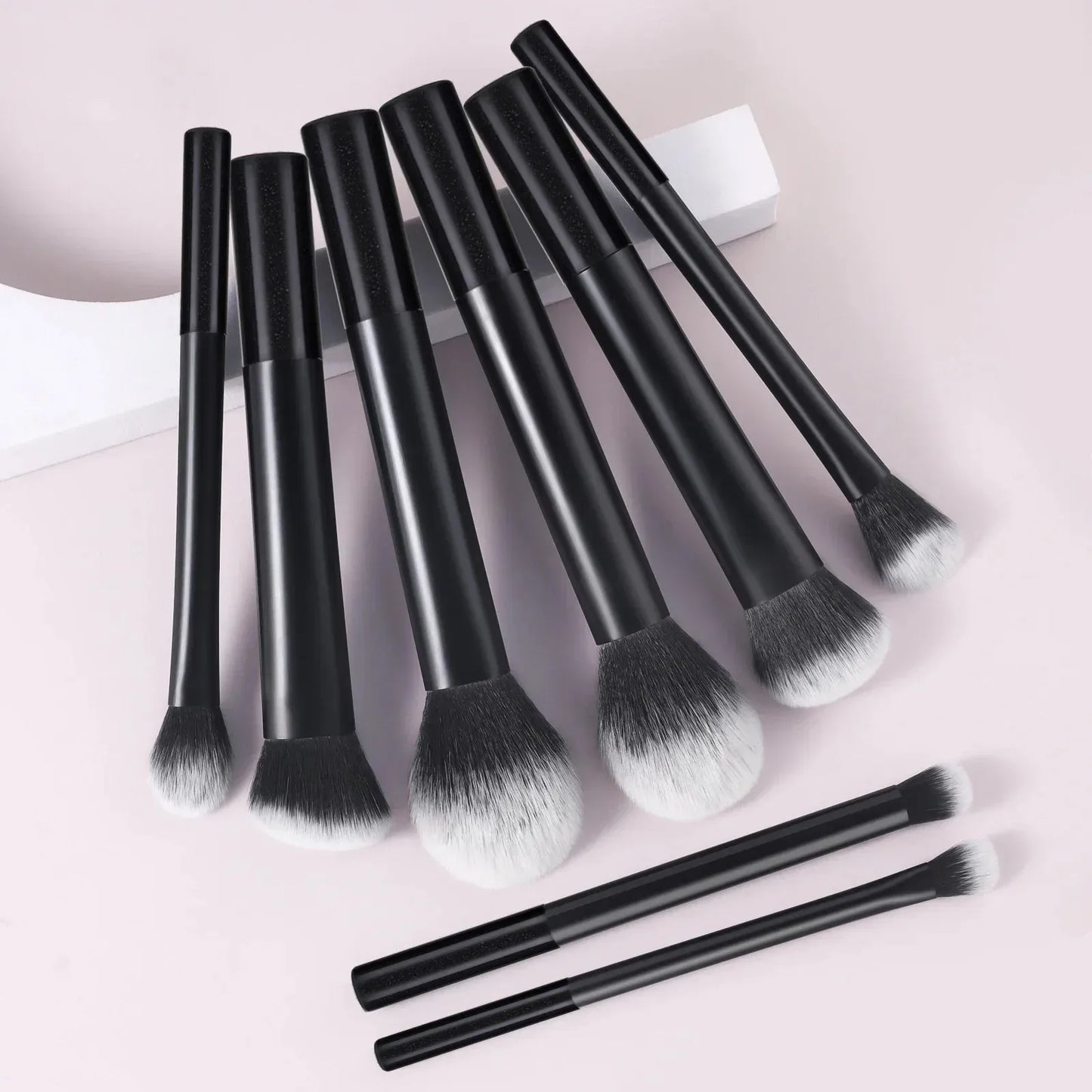 9pcs Multifunctional Black Makeup Brush Set With 1pc Beauty Egg,Soft Bristles for All Skin Types, Alcohol-Free Cosmetic Brushes