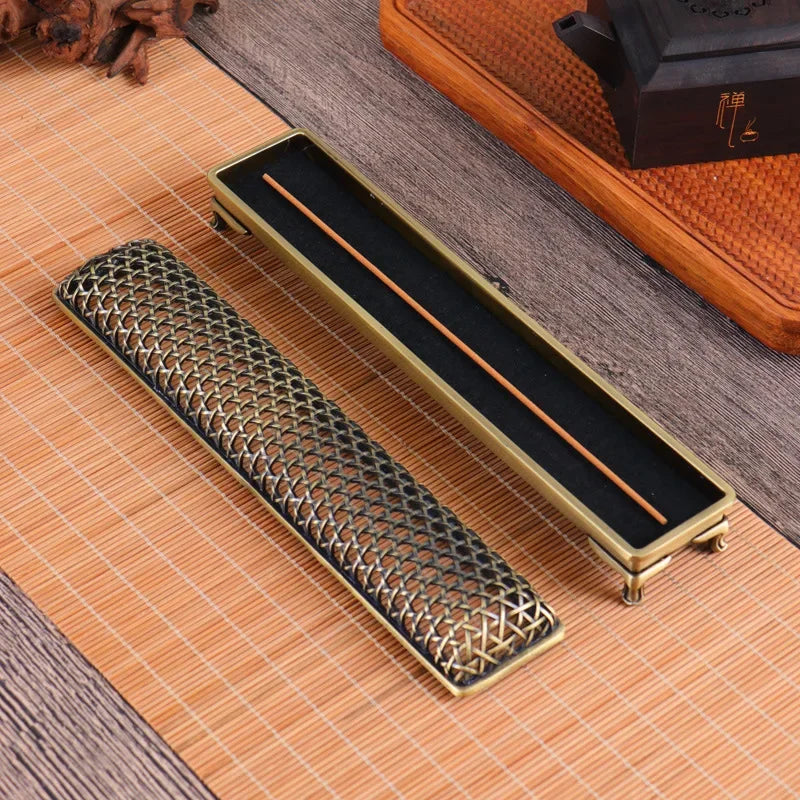 YXY Chinese Style Woven Hollow Incense Burner Metal for Sandalwood OUD 21cm Incense Sticks Holder Zen Home Decor Line Stick Base
