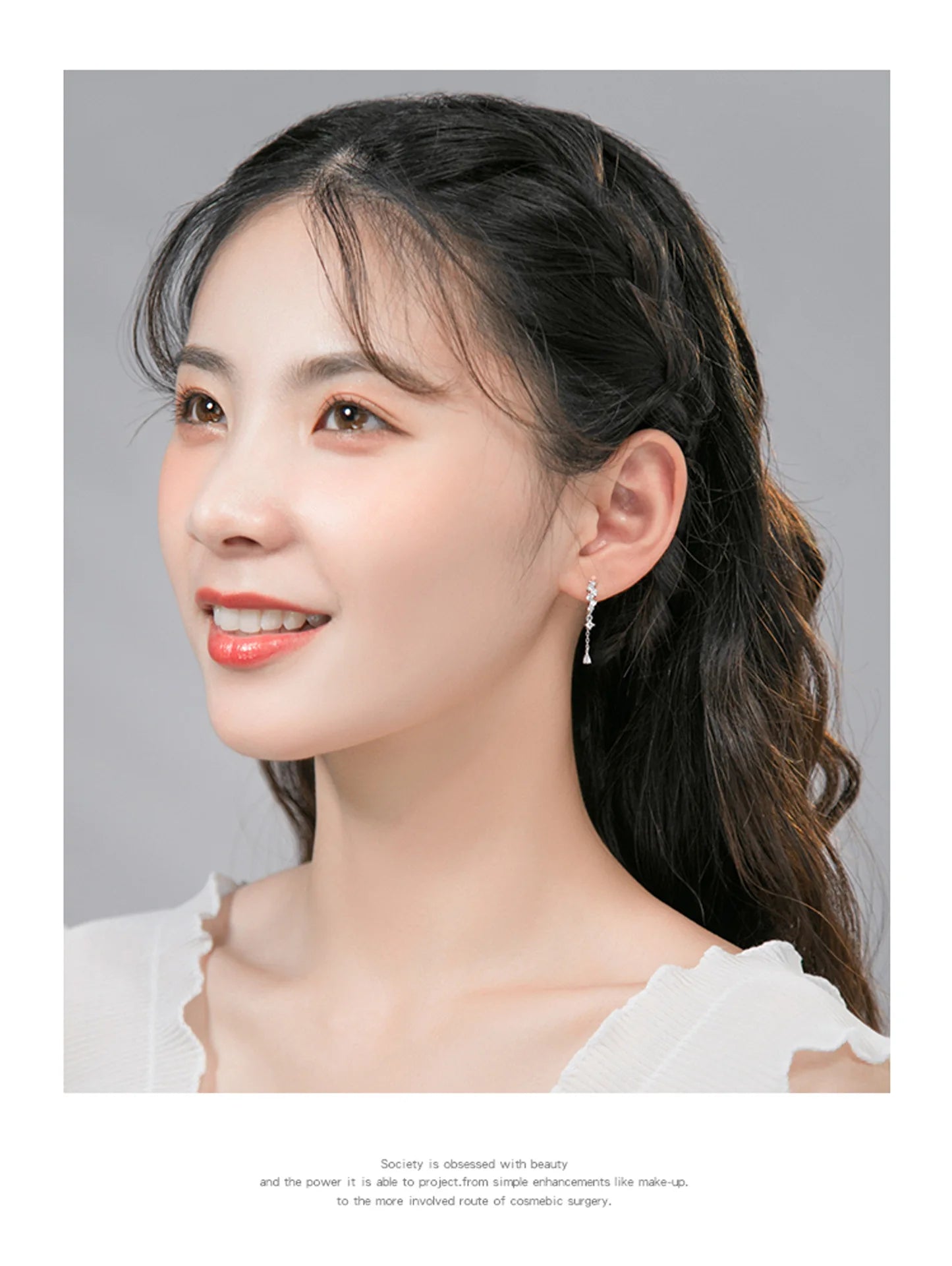 925 Sterling Silver tassel hoop Earrings Temperament Inlaid Zircon for Women Wedding Jewelry Accessories