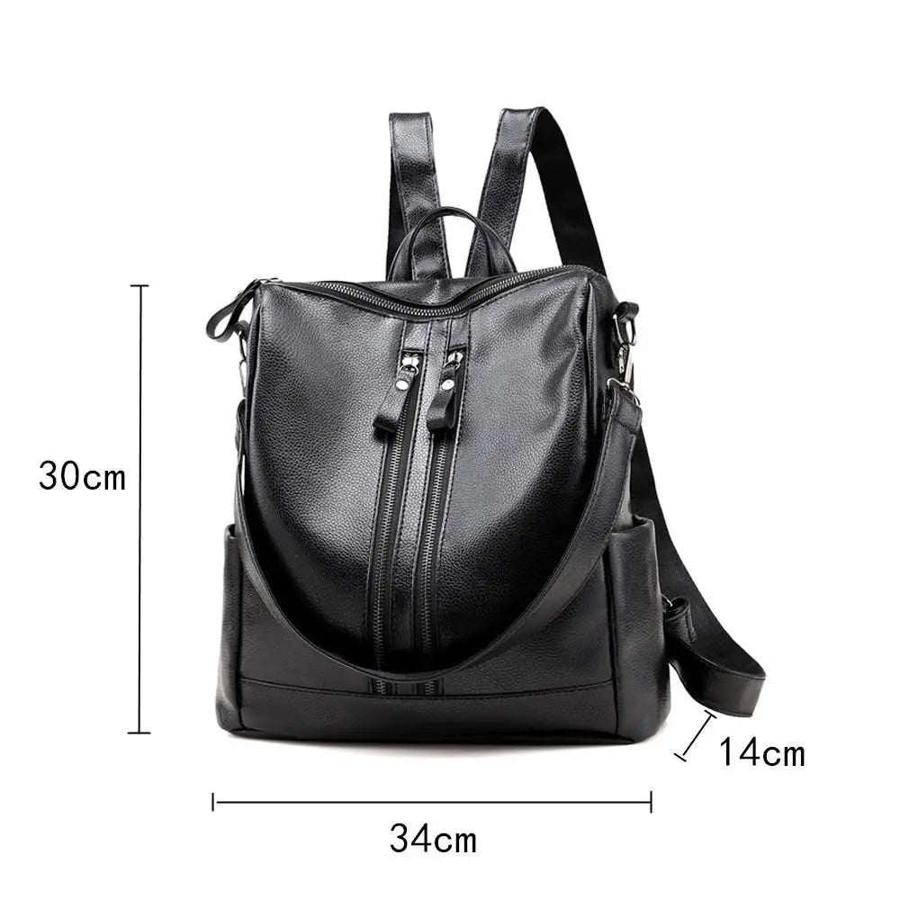 Women Soft Backpack School Leather Black Casual Multifunctional College Bag Large Capacity Shoulder Bags Travel Tote Backpack Viralgem Store