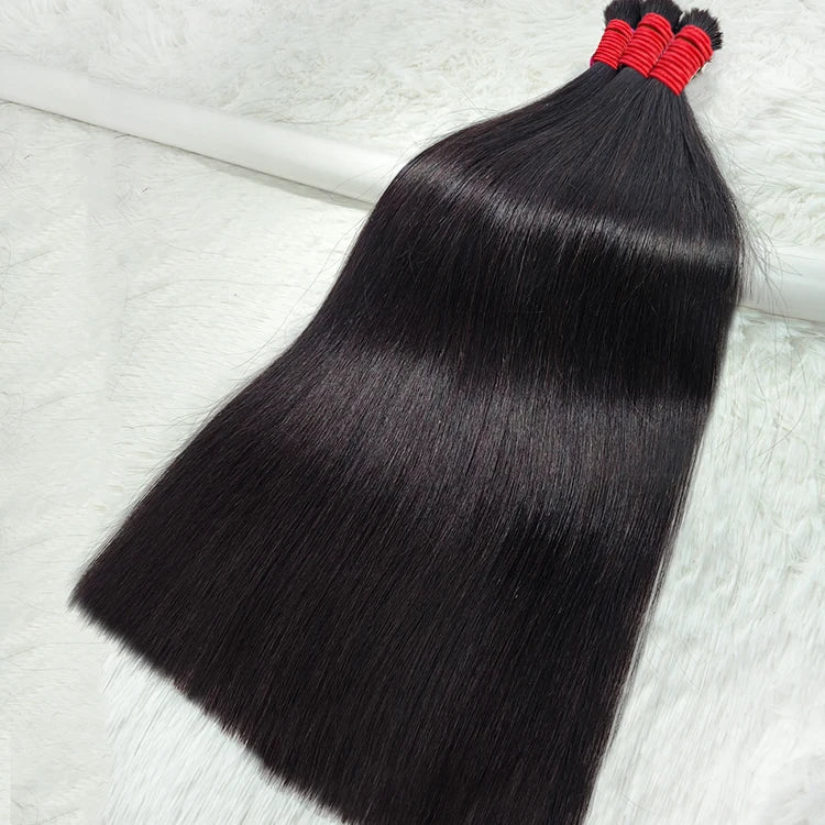 Virgin Remy Black Straight Raw Indian Vietnamese Russian Bulk Human Hair Bundles For Braiding 100%  Human Hair Bulk Extensions