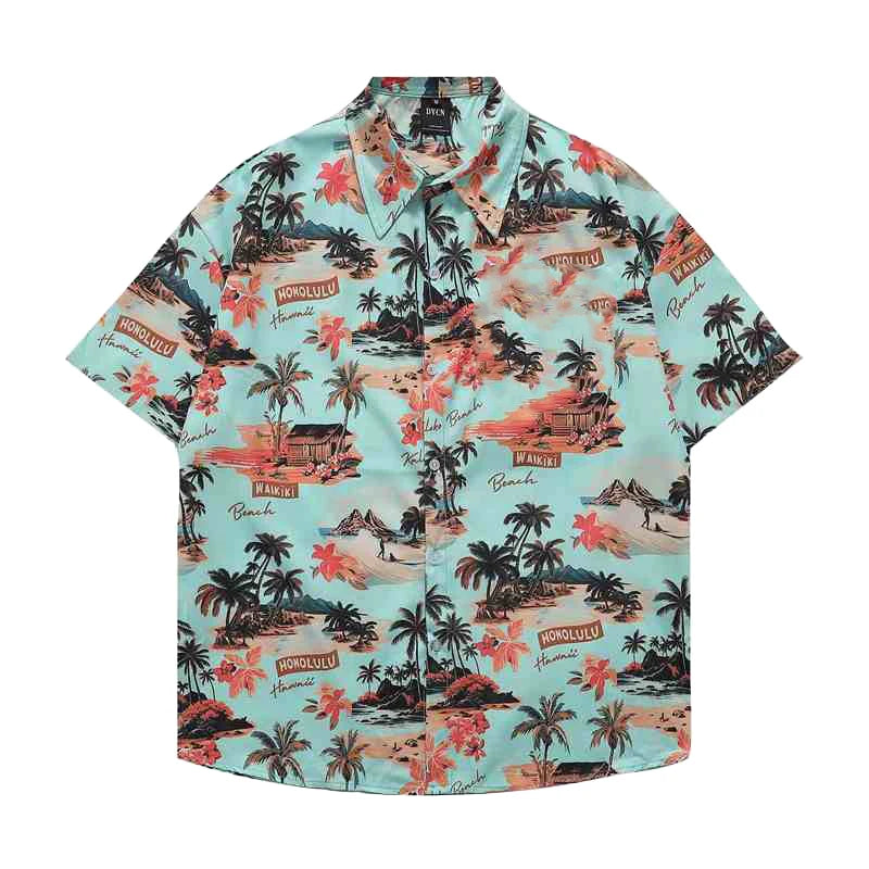 2025 New Fashion Summer Hawaiian Shirts Men's Holiday Casual Chinese style Print Graphic T-shirt Men Clothing Lapel Short Sleeve
