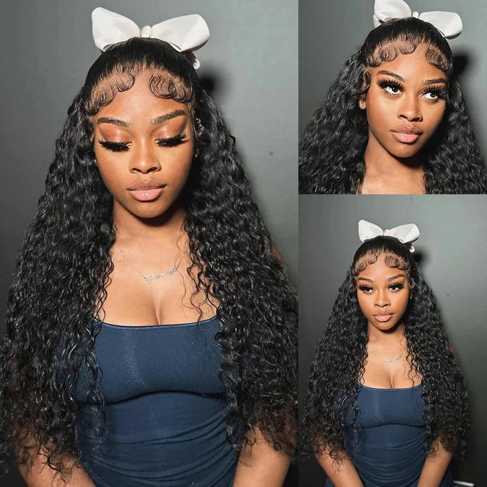 100% Human Hair  HD lace wigs Deep Wave Lace Frontal Wigs 13x4 Water Curly Lace Front Wig 30 40 Inch Kinky curly wigs human hair Viralgem Store