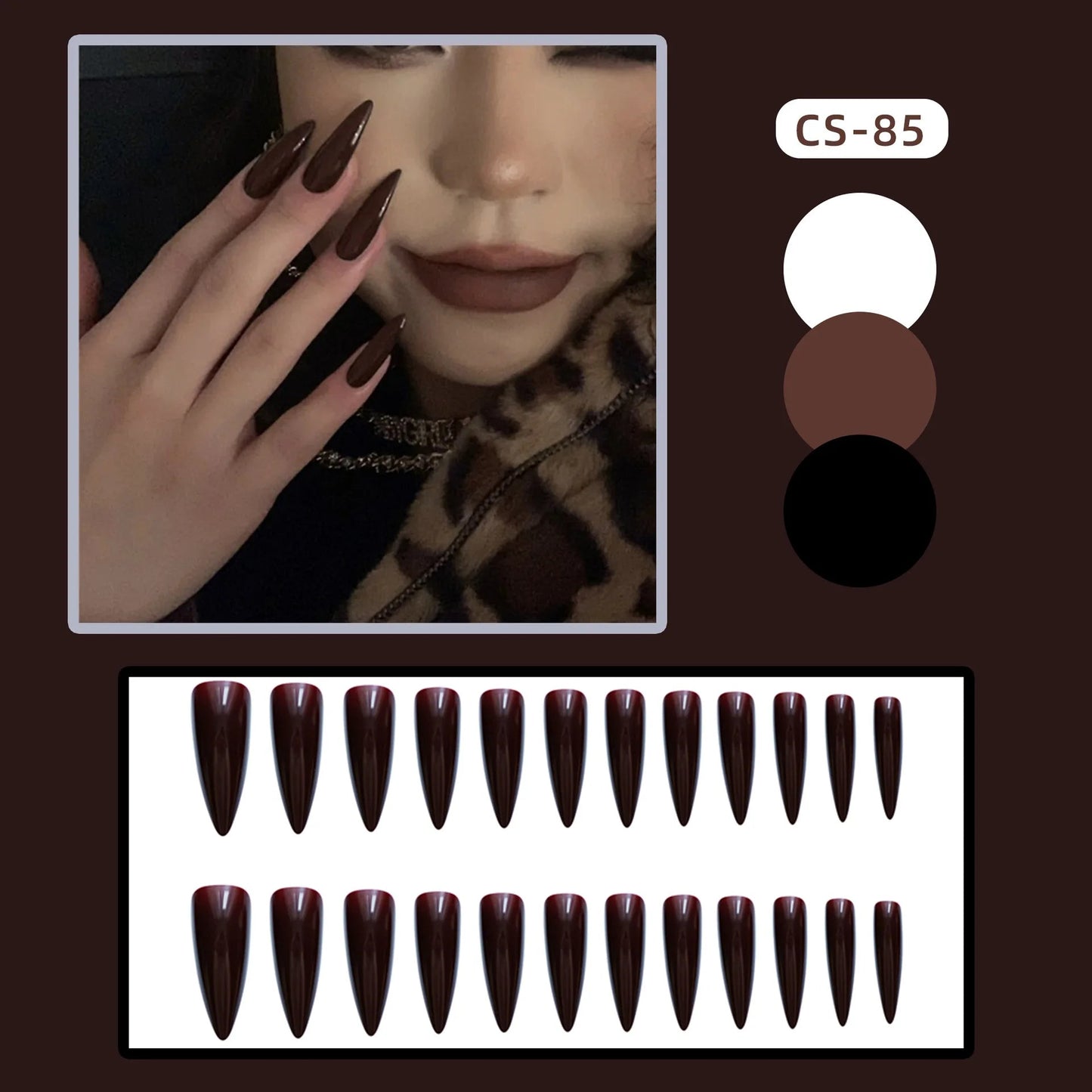 24p Artificial Acrylic Finished Sticky Nails Black Almond Nail Art Fake Nails Handmade Long Ballet Removable Press on Nail Tips Viralgem Store