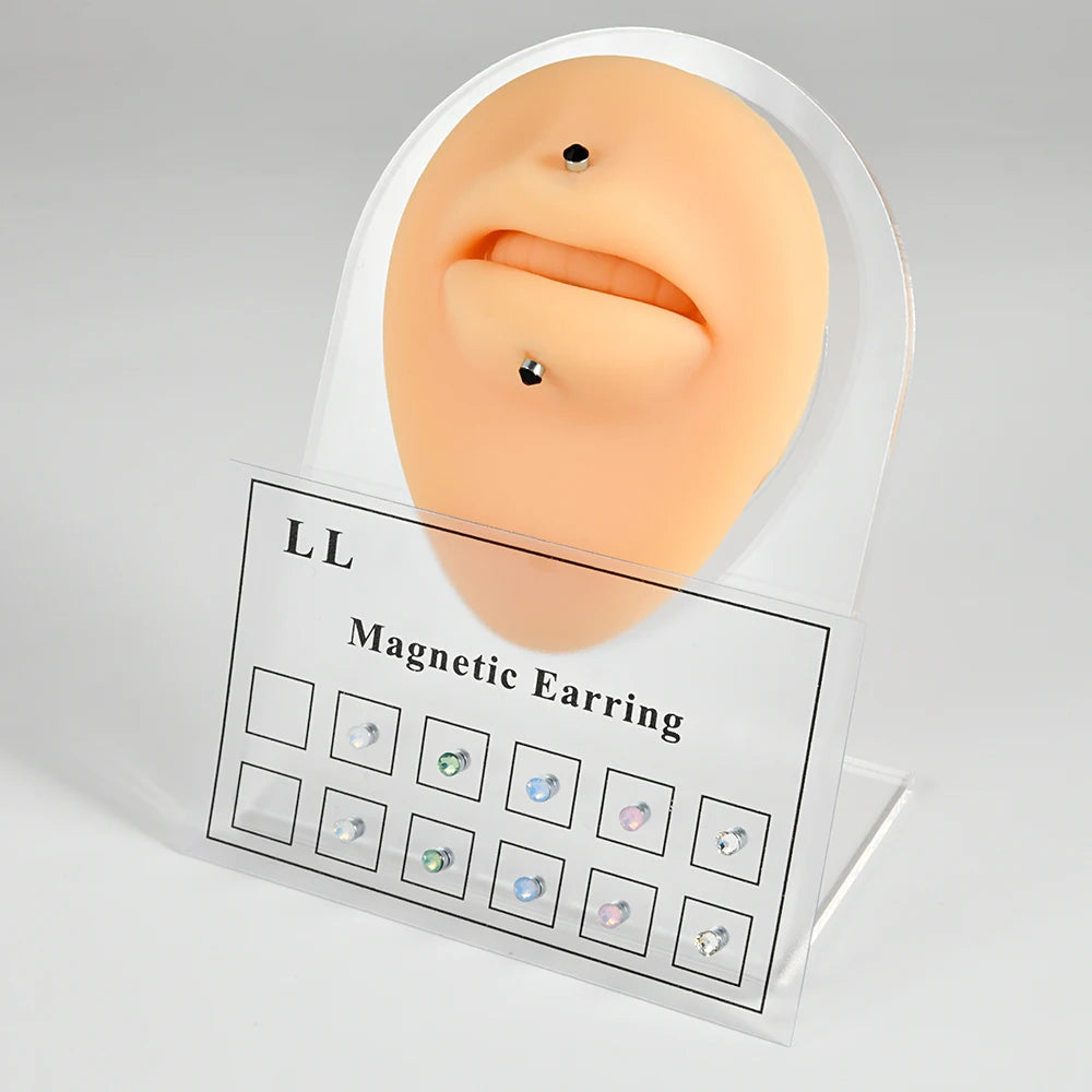 12PCS/Card Fake Cheater Non Pierced Magnet Ear Tragus Cartilage Lip Labret Stud Nose Ring  Jewelry Magnetic Earring Viralgem Store