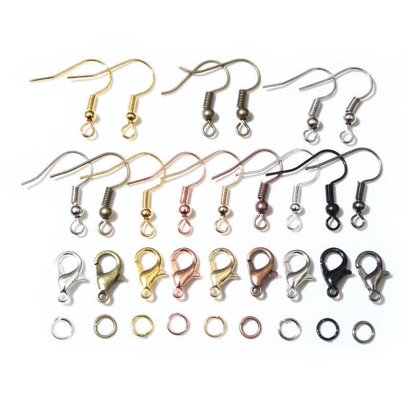 50-200pcs DIY Jewelry Making Accessories Findings Earring Hooks/Jump Rings/Lobster Clasps Craft