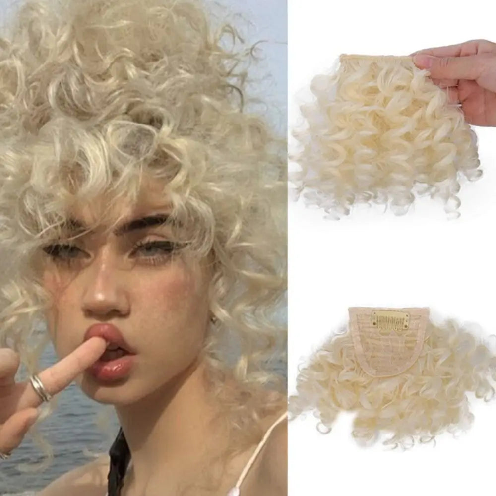 1PC Synthetic Curly Pad Hair Piece Top Two Side Invisible Thickened Hair Root Pad Fluffy Wavy High Natural Hair Extension