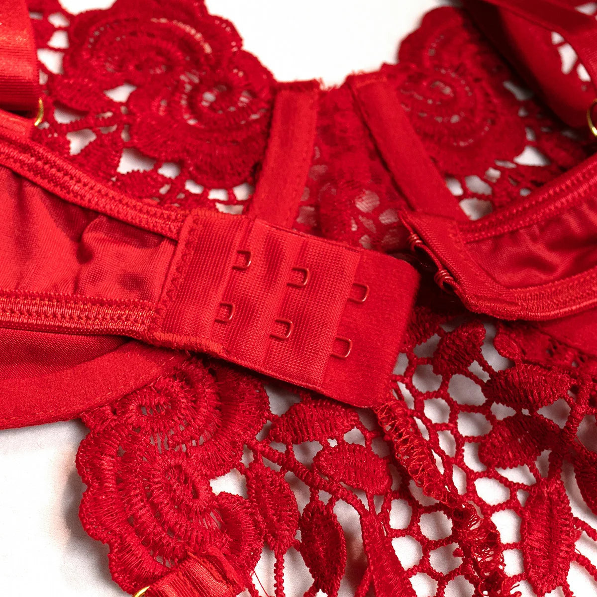 Yimunancy 2-Piece Flroal Lace Erotic Set Women Cut Out  Fashion Chain Decorated Lingerie Set Sexy Brief Kit Viralgem Store