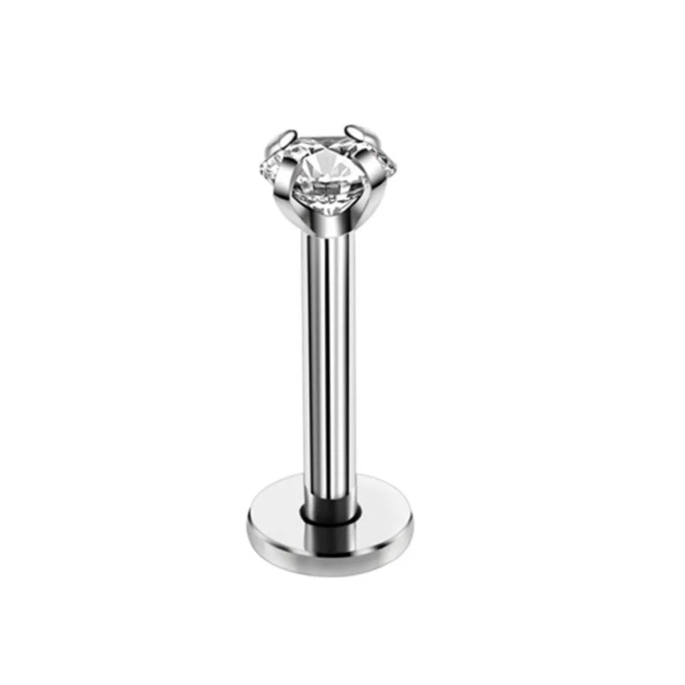 WKOUD 16g Stainless Steel Lip Labret Piercing Crystal Ball Monroe Lip Stud Helix Tragus Conch Cartilage Earrings 6/8/10mm