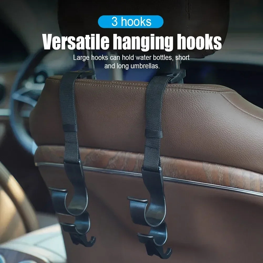 2pcs Car Trunk Storage Hook For Bag Umbrella Fishing Rod Holder Universal Seat Back Organizer Bracket Interior Stowing Tidying