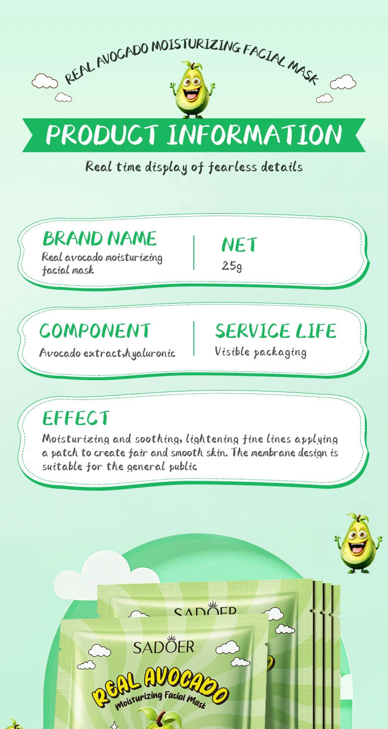 8pcs SADOER Fresh Fruits Face Mask Facial skincare Moisturizing Brightening Firming Hydrating Facial Masks for Face Skin Care Viralgem Store