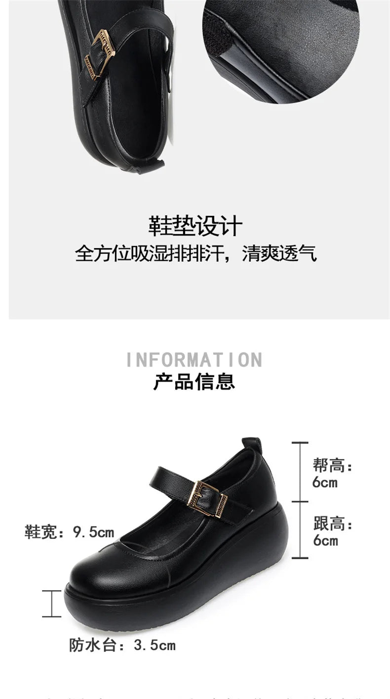 Spring Fashion Wedge Round Toe Soft Bottom Lolita Shoes Women Cute Vintage Mary Jane Shoes Chunky College Student Shoes Viralgem Store