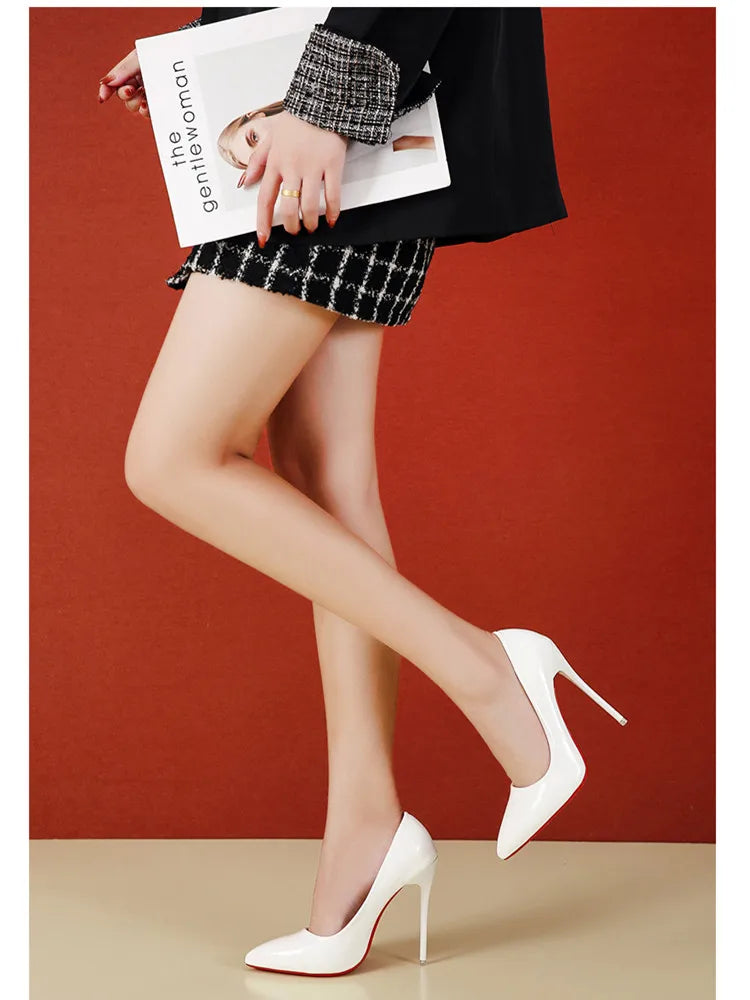 Women's High Heels Fashion Large Size 45 Pointed Toe Stiletto High Heels 12cm Women's Shoes Banquet Bar Wedding Shoes Red  Pink